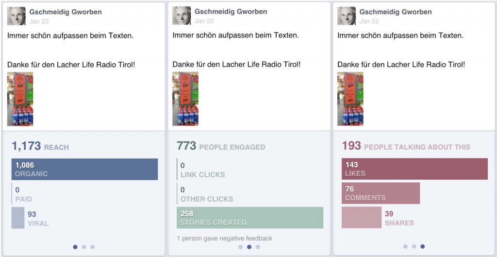 Erzeugte Stories erreichen laut Insights nahezu keine User ausserhalb der bestehenden Fans. 